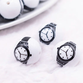 20mm Watch Print Acrylic Bubblegum Beads