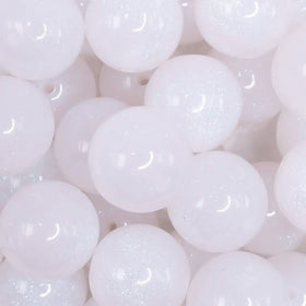 20mm White Glitter Pearl Bubblegum Bead