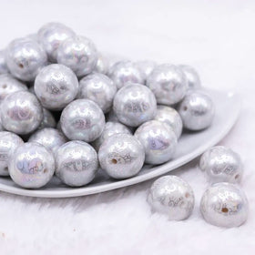 20mm White Lace AB Bubblegum Beads