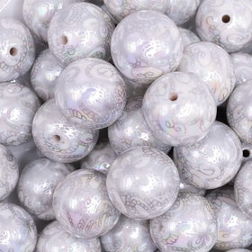 20mm White Lace AB Bubblegum Beads