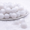 front view of a pile of 20mm White Luster Bubblegum Beads