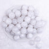 top view of a pile of 20mm White Luster Bubblegum Beads