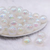front view of a pile of 20mm White Opalescence Bubblegum Bead