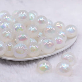20mm White Opalescence Bubblegum Bead