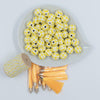 top view of a pile of DIY 16mm Yellow and White Plaid Wood Garland Starter Kit - Over 50 pieces