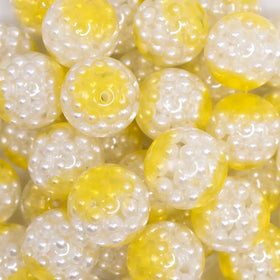 20mm Yellow Captured Pearls Bubblegum Bead