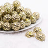 front view of a pile of 20mm Yellow Mirror Disco Faceted Bubblegum Beads