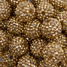 20mm Yellow Gold Rhinestone Bubblegum Beads