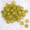 top view of a pile of 20mm Yellow Glitter Tinsel Bubblegum Beads