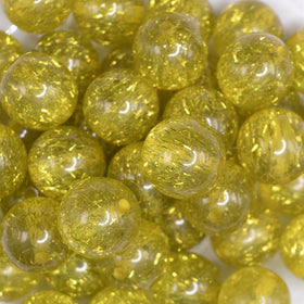 20mm Yellow Glitter Tinsel Bubblegum Beads