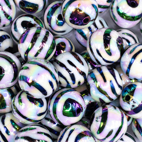 20mm Zebra Animal AB Print Bubblegum Beads