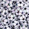 close up view of a pile of 20mm Soccer print with AB Finish Bubblegum Beads