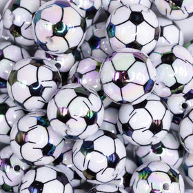 20mm Soccer print with AB Finish Bubblegum Beads