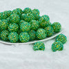 front view of a pile of 20mm Green Rhinestone AB Bubblegum Beads