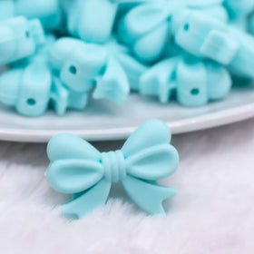 25mm Aqua Bow Knot silicone bead