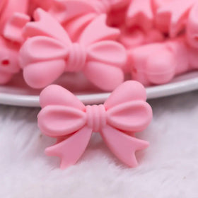 25mm Quartz Pink Bow Knot silicone bead