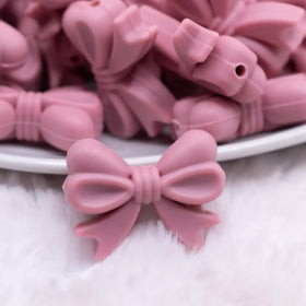 25mm Rose Pink Bow Knot silicone bead