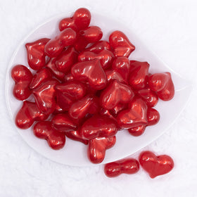 28mm Red Glitter Pearl Heart Acrylic Bubblegum Beads
