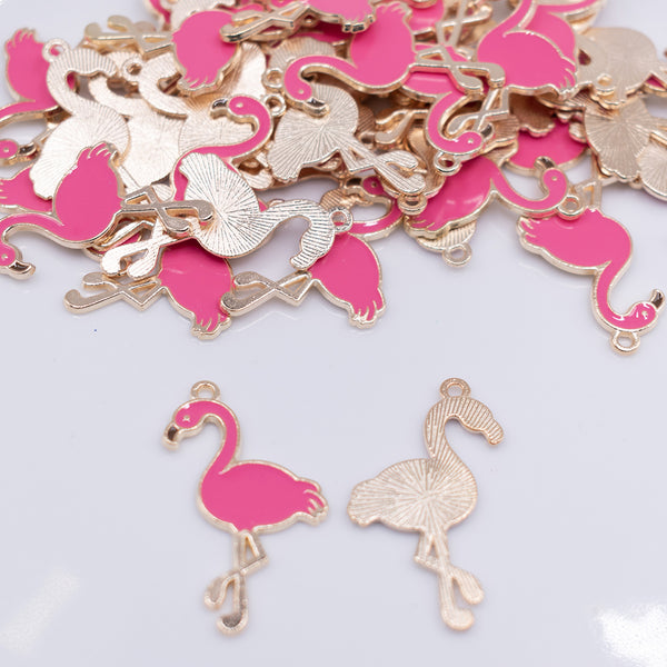 top view of a pile of Pink Flamingo Resin Pendant 30mm x 21mm