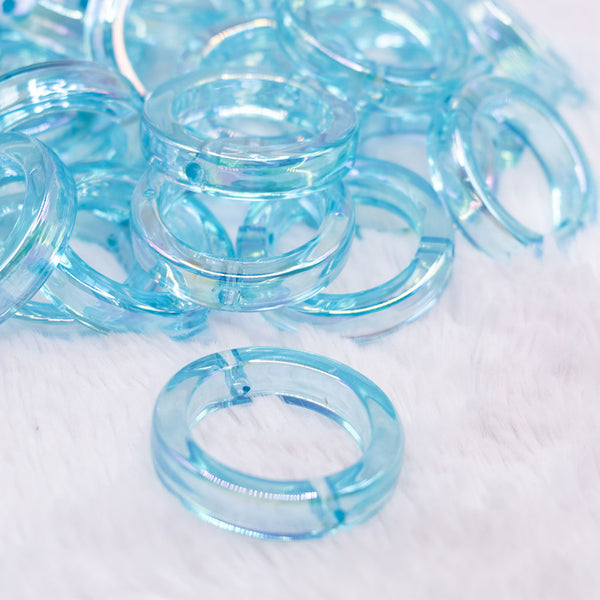 front view of a 36mm blue Acrylic Round Ring Beads Accessory