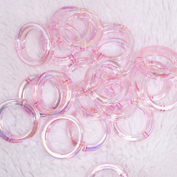 top view of a 36mm pink Acrylic Round Ring Beads Accessory