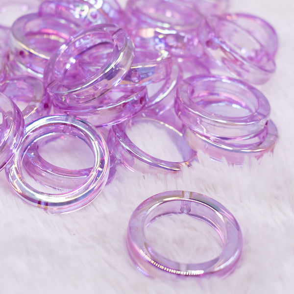 front view of a 36mm purple Acrylic Round Ring Beads Accessory