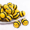 front view of a pile of 3D BumbleBee silicone focal bead