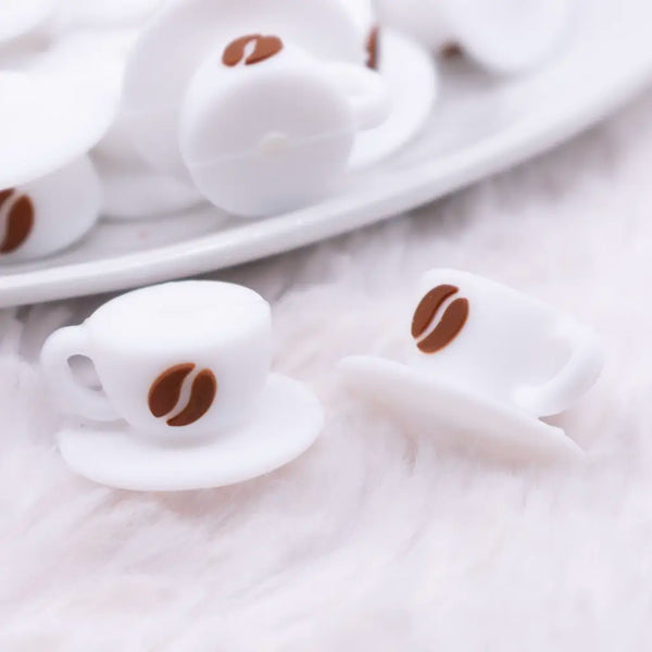 macro view of a pile of 3D Coffee Cup Silicone Focal Bead Accessory
