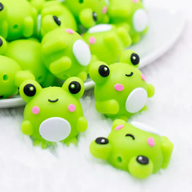 3D Green Frog silicone focal bead