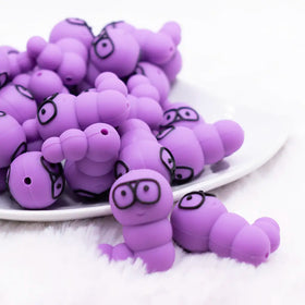 3D Purple Bookworm silicone focal bead