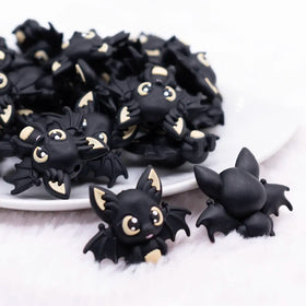 3D Black Bat silicone focal bead