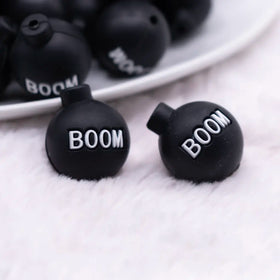 3D Black Boom silicone focal bead