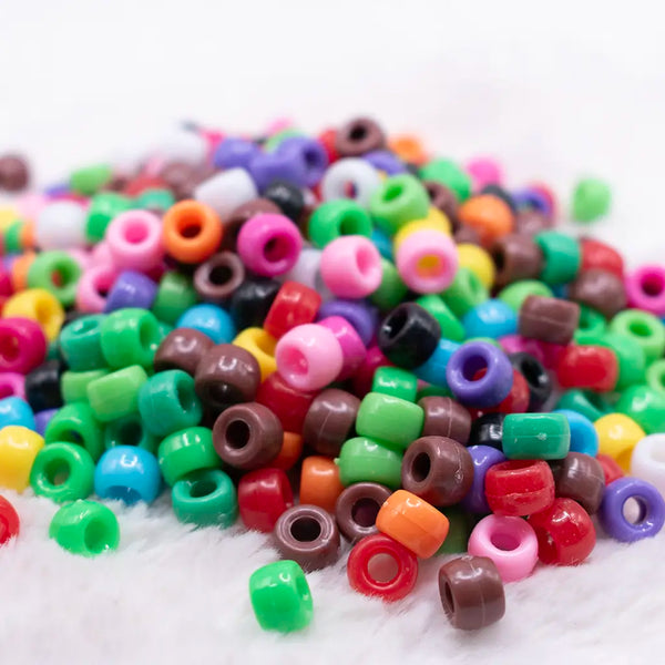 mixed pile of 6mm x 9mm Acrylic Pony Beads