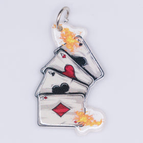Flaming Aces Casino Charm - 36mm x 24mm
