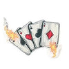 front view of a pile of Flaming Aces Casino Charm - 29mm x 27mm