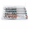 front view of a pile of Animal Print Mixed Beadable Pen Kit - case included - 10 pieces