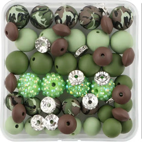 Military Print Silicone Variety Bead Pack - 64 Pieces