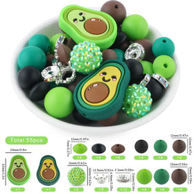 Avocado Silicone Variety Bead Pack- 55 Pieces