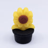 front view of a black Sunflower Pot Silicone Focal Beads Accessory