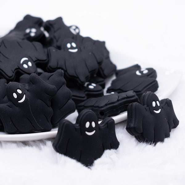 front view of Black Ghost Silicone Focal Bead Accessory