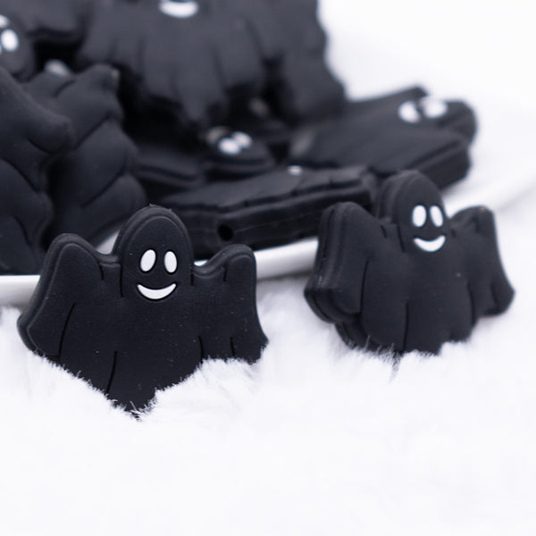 close up view of Black Ghost Silicone Focal Bead Accessory