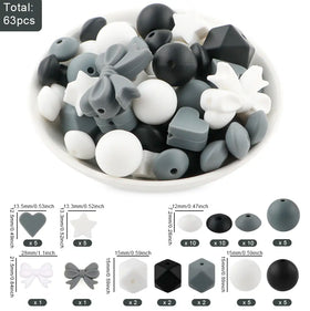 Bow Silicone Variety Bead Pack - 63 Pieces