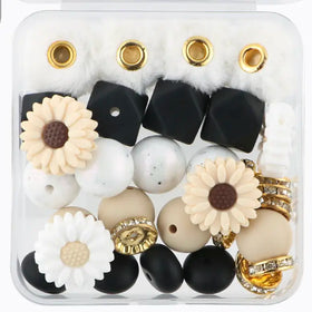 Floral Silicone Variety Bead Pack with storage case- 34 Pieces