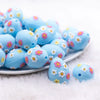 3D Blue Egg with Flowers Silicone Focal Bead Accessory