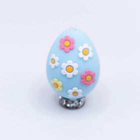 3D Blue Egg with Flowers Silicone Focal Bead Accessory