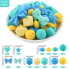 detailed view of a pile of Bow Silicone Variety Bead Pack with storage case- 63 Pieces