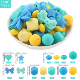 Bow Silicone Variety Bead Pack - 63 Pieces