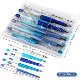 Blue Hues Mixed Beadable Pen Kit - case included - 10 pieces