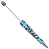top view of a blue rainbow leopard print DIY Plastic Beadable Pens - The Printed Collection