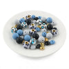 front view of a pile of Blue Animal Print Silicone Variety Bead Pack - 50 Pieces